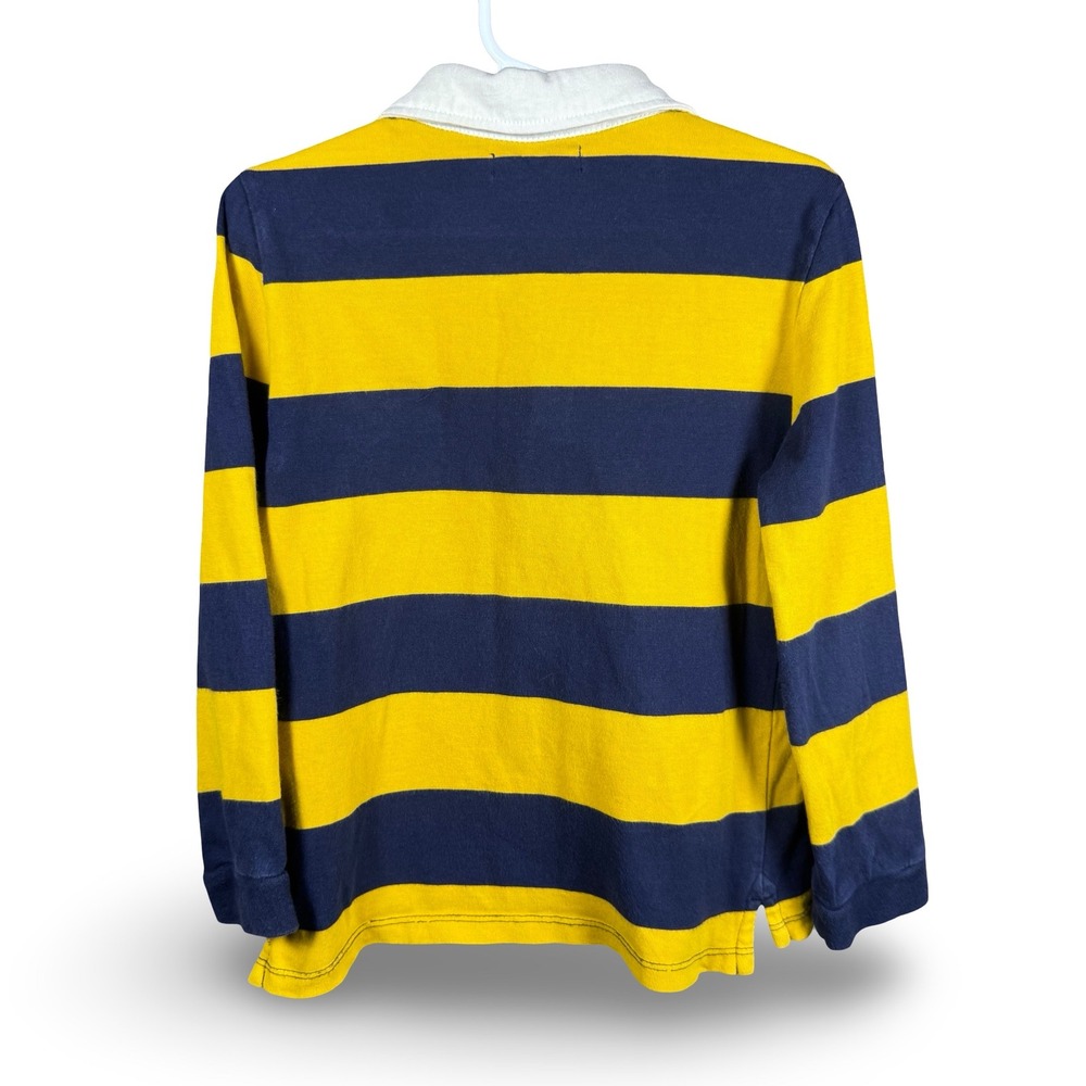 US Polo Assn Toddler Boy Rugby Shirt 5T Long Sleeve Striped Yellow Blue Polo - Picture 2 of 8
